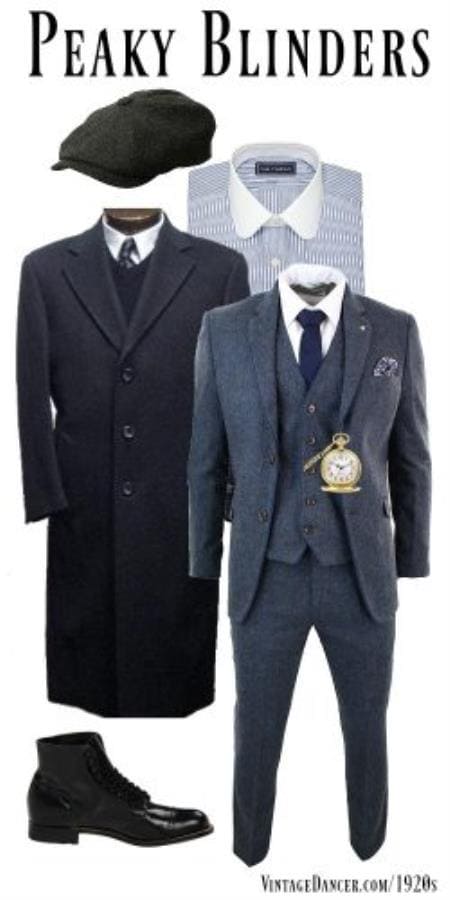 Mens Matching Suit With Shirt And Tie Combination Combo Deal - Boot Hat + Shirt + Peaky Blinders Tweed Suit + Overcoat Outfit + Gangster Package Combo Suit - AlbertoNardoniStore