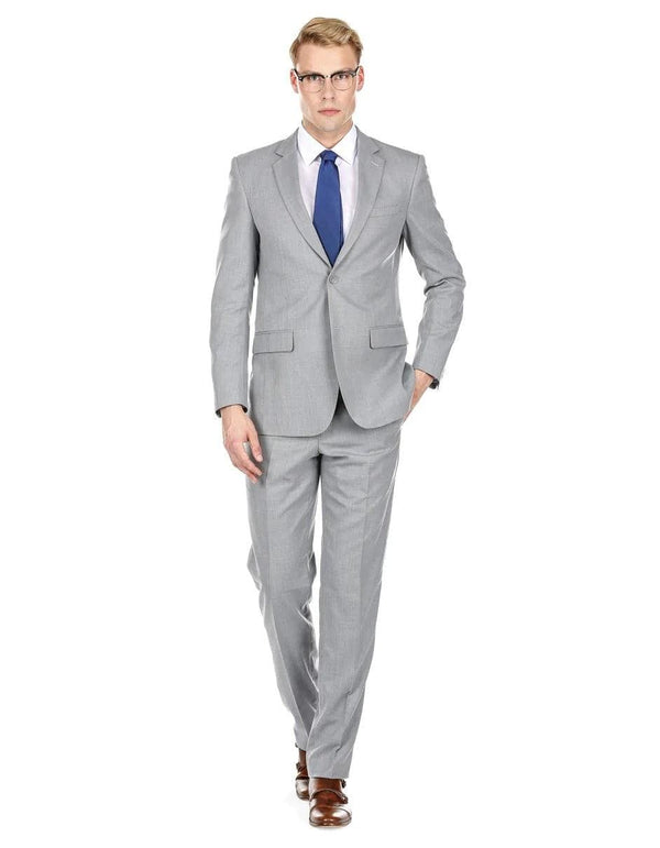 Mens Modern Fit Summer Wedding Suit Light Grey - AlbertoNardoniStore