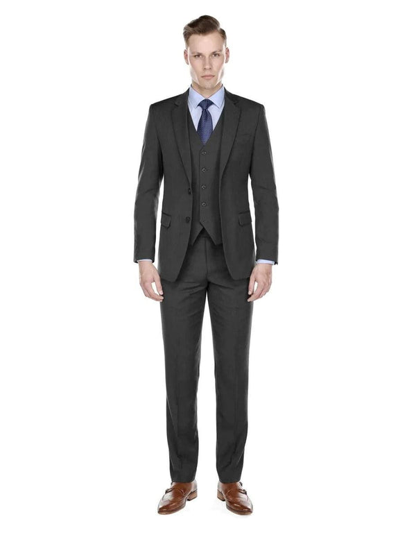 Mens Modern Fit Vested Suit Charcoal Grey - AlbertoNardoniStore