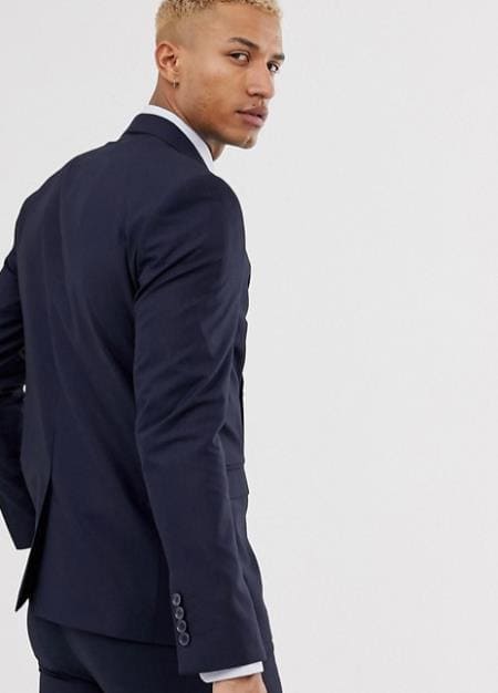 Mens Navy Blue Double Breasted Suit - AlbertoNardoniStore