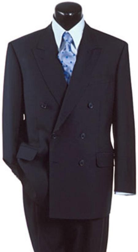 Mens Navy Blue Double Breasted Suit - AlbertoNardoniStore