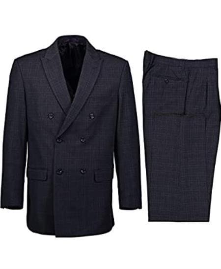 Mens Navy Blue Double Breasted Suit - AlbertoNardoniStore