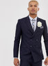 Mens Navy Blue Double Breasted Suit - AlbertoNardoniStore