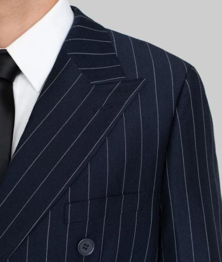 Mens Navy Blue Double Breasted Suit - AlbertoNardoniStore