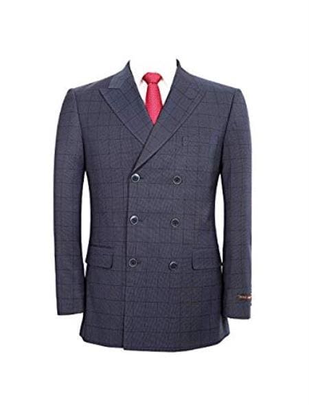 Mens Navy Blue Double Breasted Suit - AlbertoNardoniStore