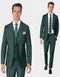 Mens One Button Peak Label Olive Green Suit - AlbertoNardoniStore