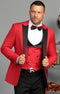 Mens One Button Peak Label Suit Red - AlbertoNardoniStore