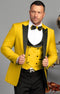 Mens One Button Peak Label Suit yellow - AlbertoNardoniStore