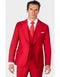 Mens One Button Single Breasted Notch Lapel Suit Red - AlbertoNardoniStore