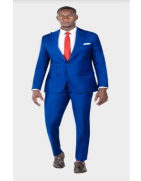 Mens One Button Single Breasted Suit Royal Blue - AlbertoNardoniStore