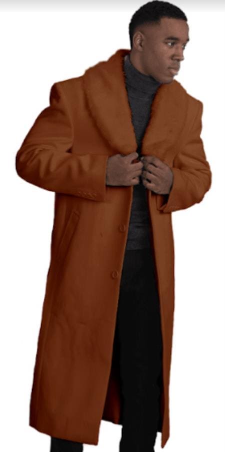 Mens Overcoat With Fur Collar - AlbertoNardoniStore