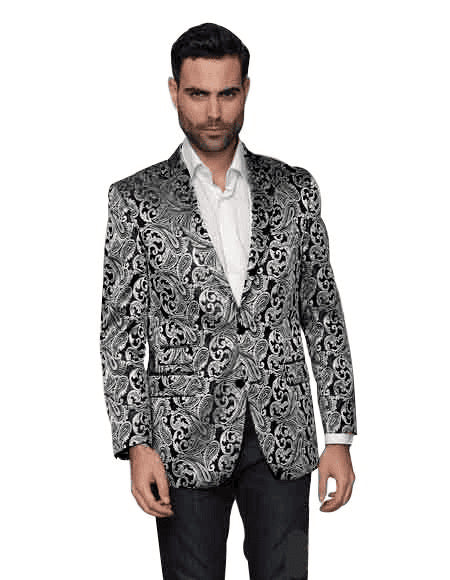 Mens Paisley-100 Charcoal Wholesale Blazers AlbertoNardoniStore