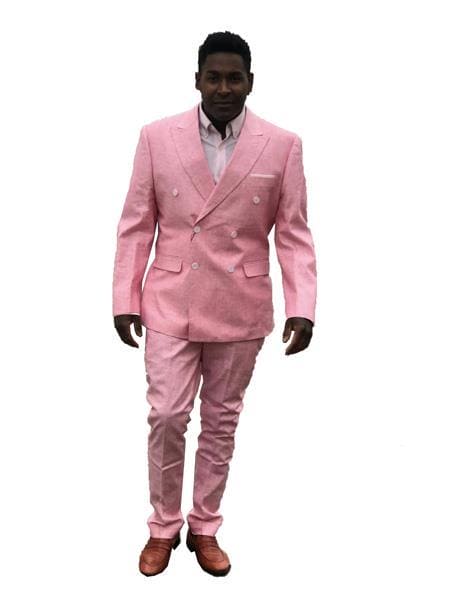 Mens Pink Linen Suit - Summer Suit - AlbertoNardoniStore