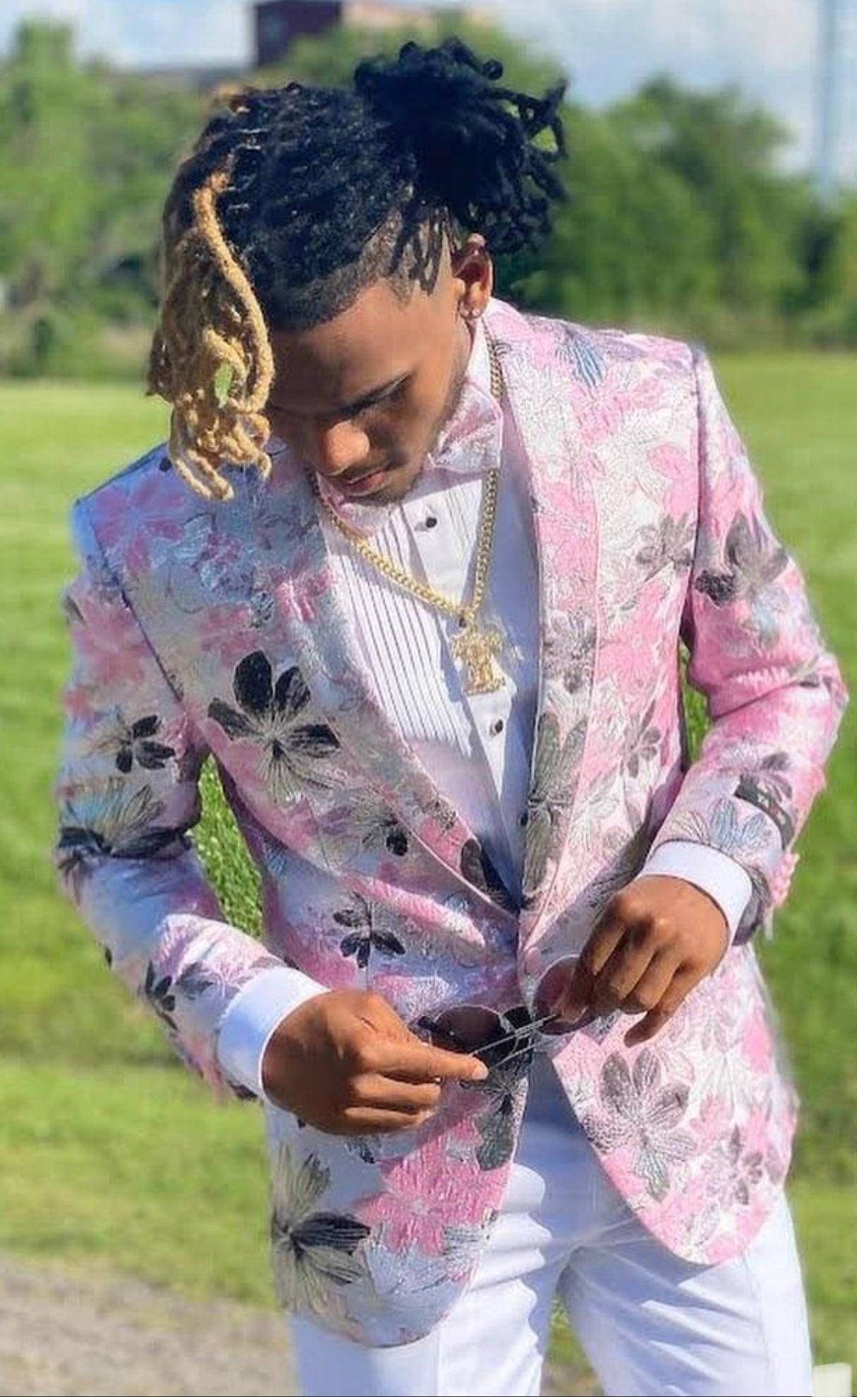 prom dress for guys Glamorous Black Jacquard Three-Piece Slim Fit Men's Suits including fashion blazers for men Prom Suits Cheap Suits For