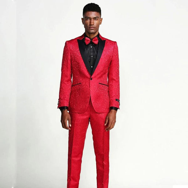 Mens Red Paisley Suit - AlbertoNardoniStore