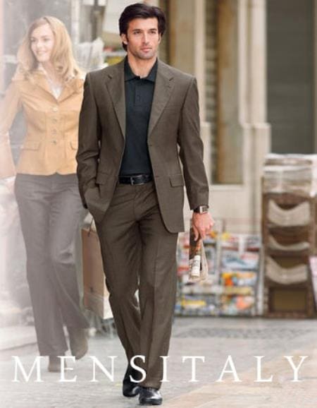 Mens Regal Fit Suit - Dark Brown Suit - AlbertoNardoniStore