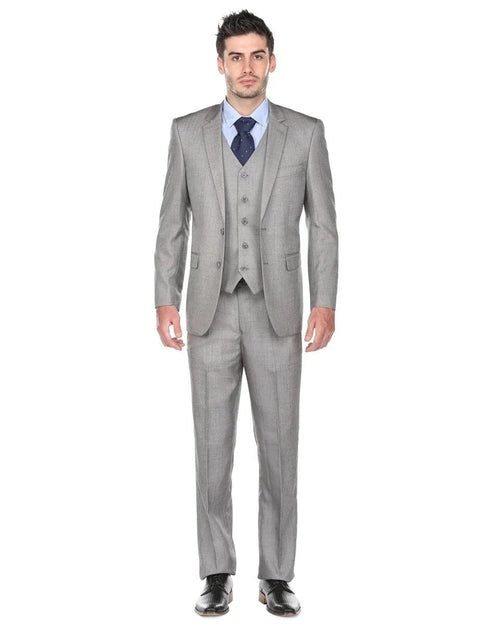 Mens Regular Fit Vested Suit Light Grey - AlbertoNardoniStore