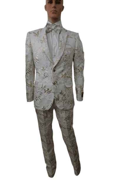 Mens Rose White Prom Suit - AlbertoNardoniStore