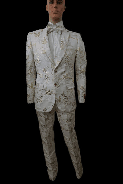 Mens Rose White Prom Suit - AlbertoNardoniStore