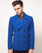 Mens Royal Blue Peacoat - Wool Short Coat - AlbertoNardoniStore