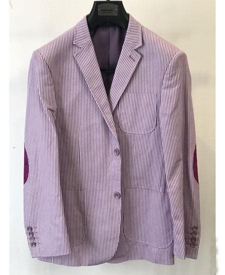 Mens Seersucker Stripe Classic Sport Coat - AlbertoNardoniStore