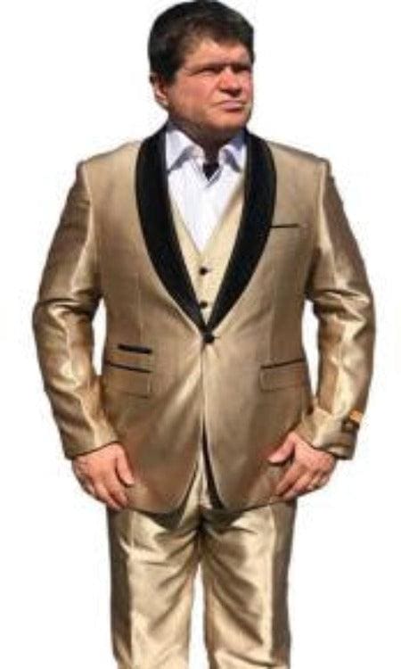 Mens Shiny Black And Gold Tuxedo - AlbertoNardoniStore