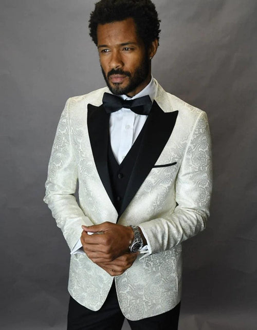 Mens Shiny Flower Pattern Paisley Dinner Jacket - Mens Evening jackets - Tuxedo Dinner Jacket - AlbertoNardoniStore