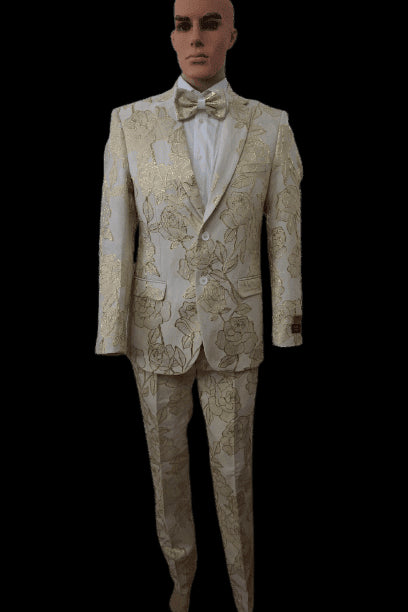 Mens Silver Prom Suit - AlbertoNardoniStore