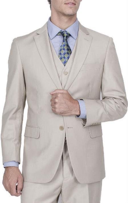 Mens Skinny Beige Suits Downtown Los angeles - Suits LA $149 - AlbertoNardoniStore