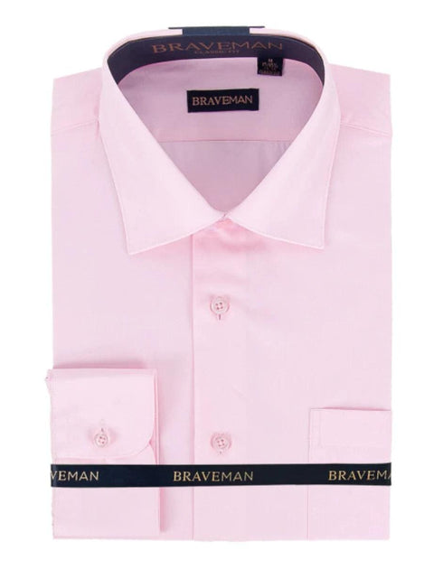 Mens Slim Fit Dress Shirt in Pink - Wholesale Mens Dress Shirts (Minimum 20PC ) $26 - AlbertoNardoniStore