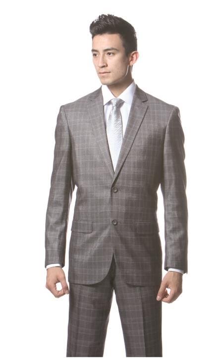 Mens Slim Fit Plaid Suit - Plaid Skinny Suit - AlbertoNardoniStore