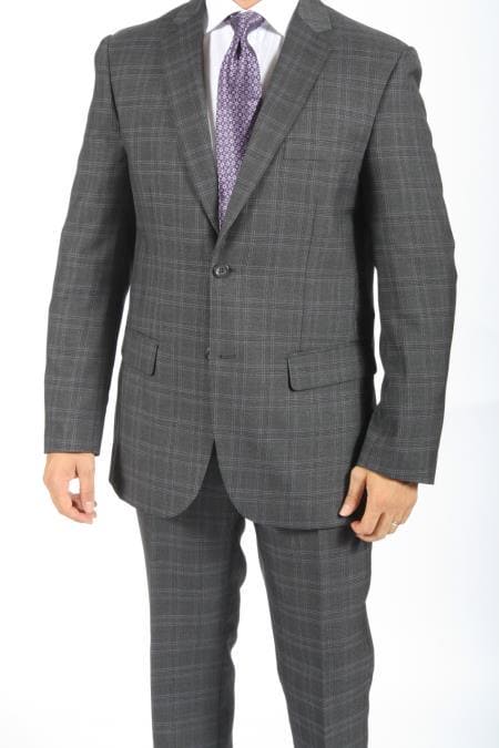 Mens Slim Fit Plaid Suit - Plaid Skinny Suit - AlbertoNardoniStore