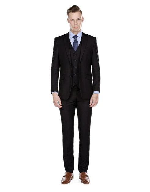 Mens Slim Fit Suit Solid Black - AlbertoNardoniStore