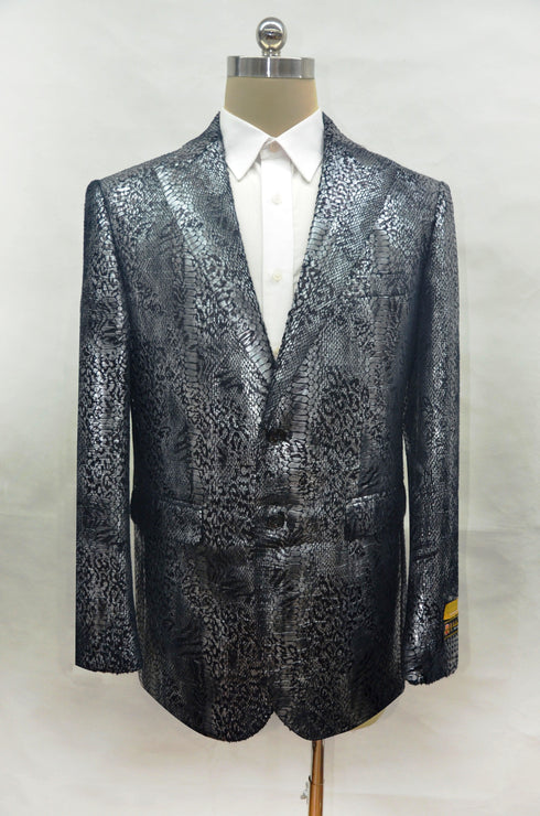 Mens Snakeskin Jacket - Mens Snakeskin Blazer - Black Peak - AlbertoNardoniStore