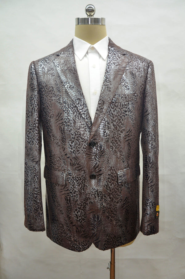 Mens Snakeskin Jacket - Mens Snakeskin Blazer - Brown - AlbertoNardoniStore