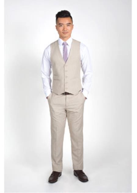 Mens Tan Groomsmen Suits - AlbertoNardoniStore