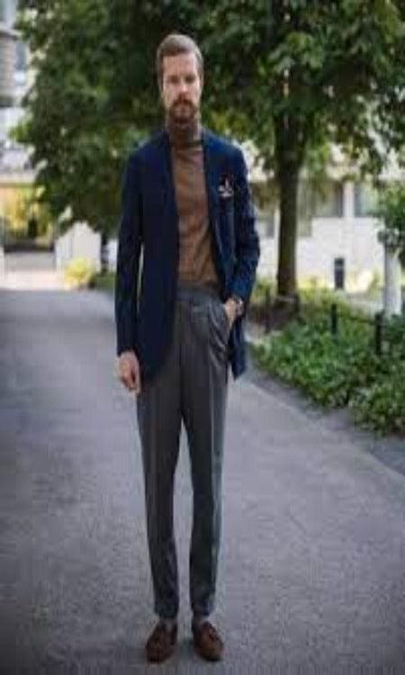 Mens Turtleneck With Blazer + Turtleneck Sweater - AlbertoNardoniStore