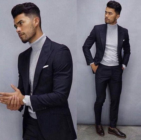 Mens Turtleneck With Blazer + Turtleneck Sweater – Alberto Nardoni