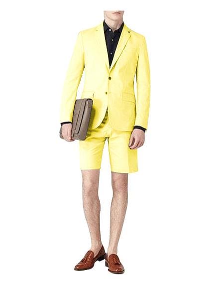 Mens Two Piece Short Set - Yellow Suit - AlbertoNardoniStore