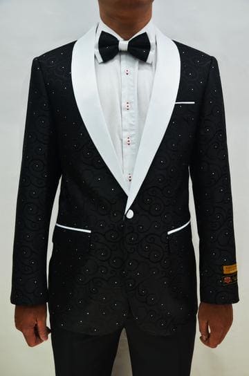 Mens Vegas Black/ White Tuxedo - AlbertoNardoniStore