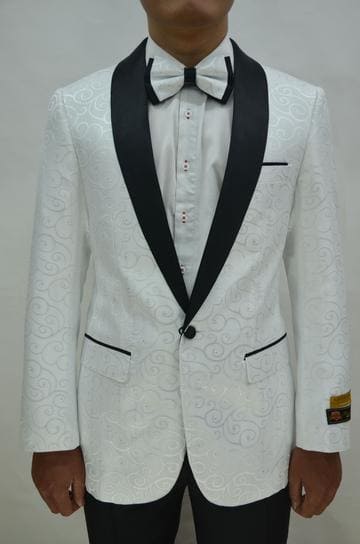 Mens Vegas White/ Black Tuxedo - AlbertoNardoniStore