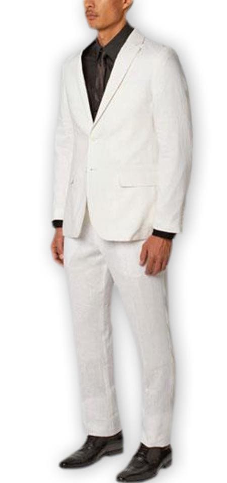 Mens White Linen Suit - AlbertoNardoniStore