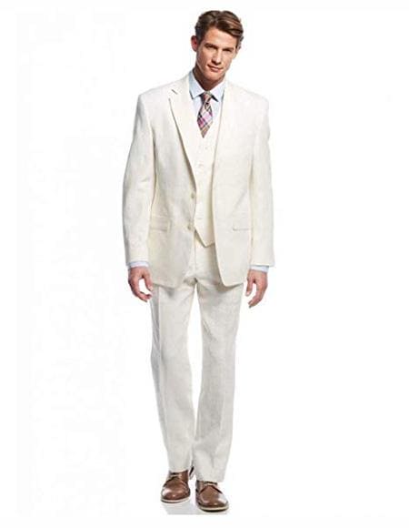 Mens White Linen Suit - AlbertoNardoniStore