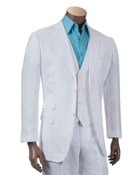 Mens White Linen Suit - AlbertoNardoniStore