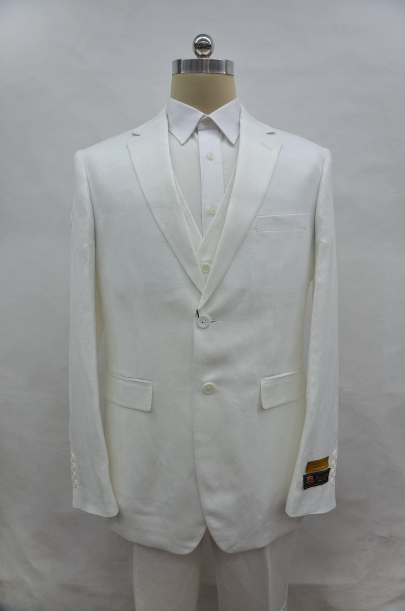 Mens White Linen Suit - White Linen Wedding Suit - White – Alberto Nardoni