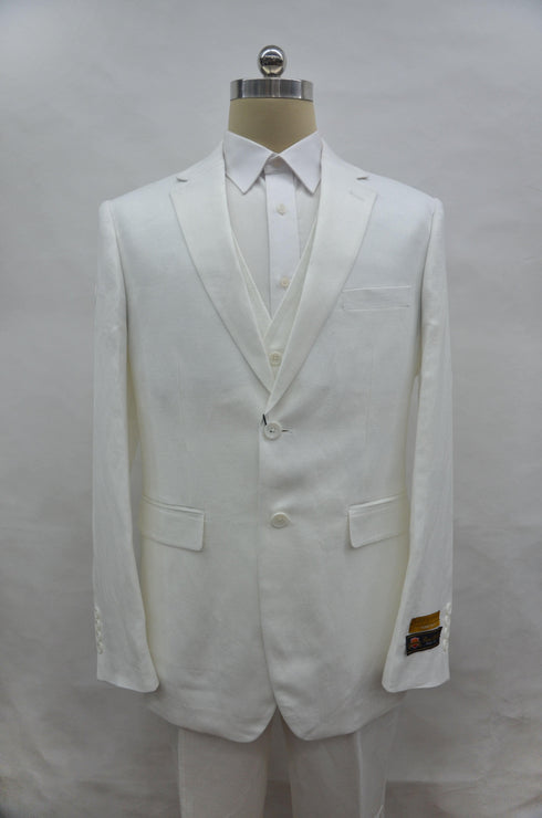 Mens White Linen Suit - White Linen Wedding Suit - White - AlbertoNardoniStore