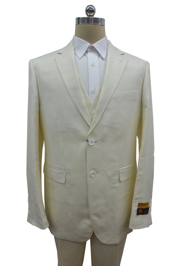 Mens White Linen Suit - White Linen Wedding Suit - White - AlbertoNardoniStore