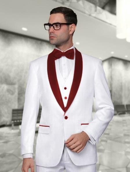 Mens White Slim Fit Suit - AlbertoNardoniStore