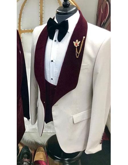 Mens White Slim Fit Suit - AlbertoNardoniStore