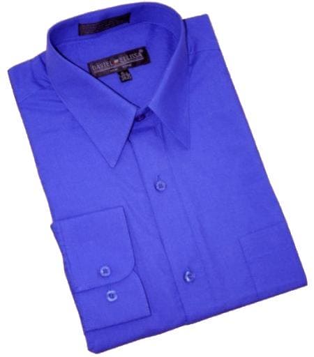Mens Wholesale Riyal Blue Dress Shirt - AlbertoNardoniStore